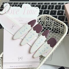 盐系可爱猫咪蓝咖色系发夹百搭少女心学生侧边刘海夹发卡夹子头饰