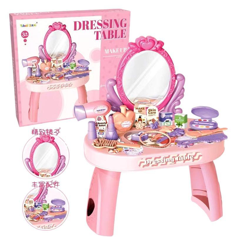 Mesa de maquillaje de casa de juegos transfronteriza simulación princesa niña tocador para niños joyería decoración conjunto de juguetes al por mayor