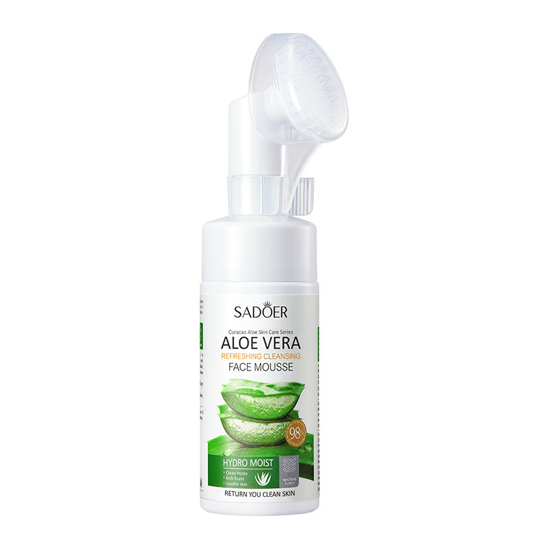 Espuma limpiadora facial SADOER pure English con aminoácidos de plantas y frutas, con cabezal de cepillo, venta al por mayor para comercio exterior transfronterizo.