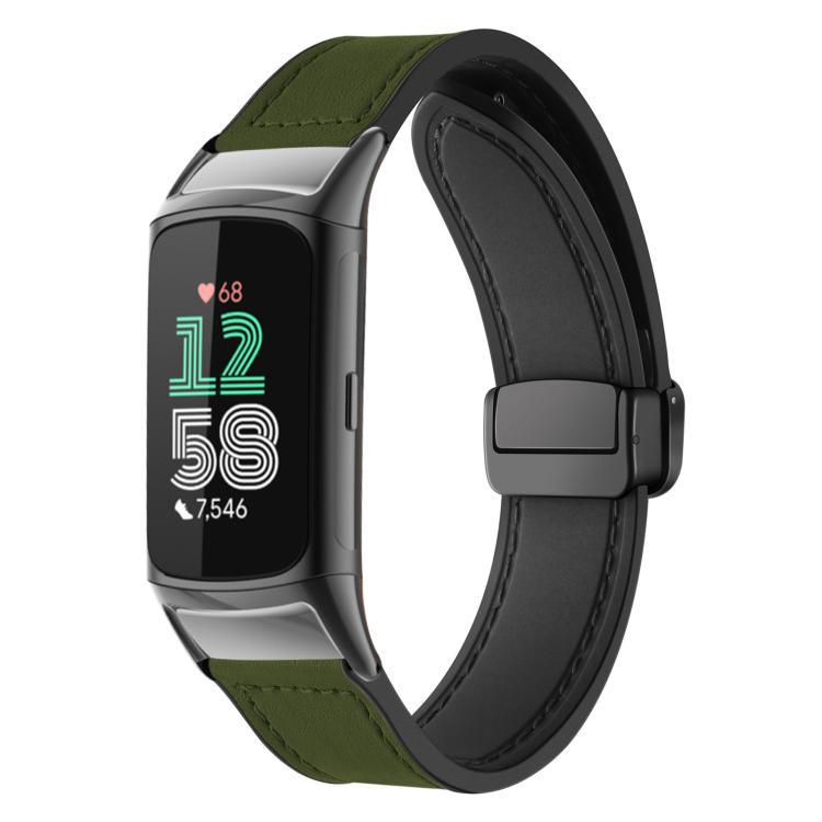 xDfind Crazy Horse Silicone Bracelet Magnetic Buckle para Fitbit Charge 5 / Charge 6