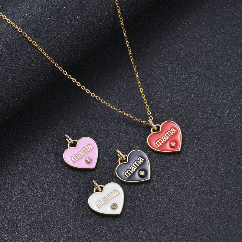 Japan And South Korea Hot Creative Mama Necklace Women's Collarbone Chain Love Dripping Oil Pendant Gold MOM Necklace Mother's Day