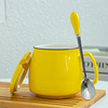 Coffee cup with a spoon with spoon breakfast cup color glaze Mark cup logo creative zakka milk cup