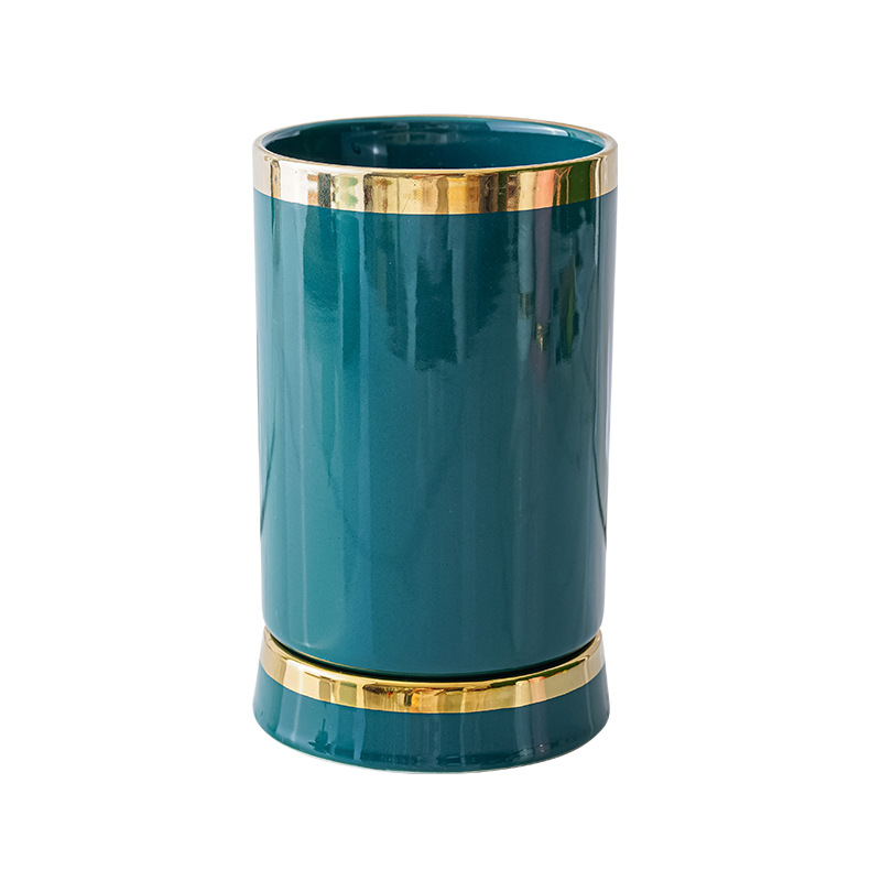 Nórdico borde dorado palillos de cerámica titular hogar a prueba de moho palillos jaula de almacenamiento estante creativo cocina vajilla cuchillo, tenedor y cuchara tubo de drenaje