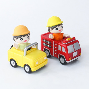 Plastic Doll 3D Fire Truck Jeep Boy's Birthday Hand Toy Cartoon Shape Car Ornaments