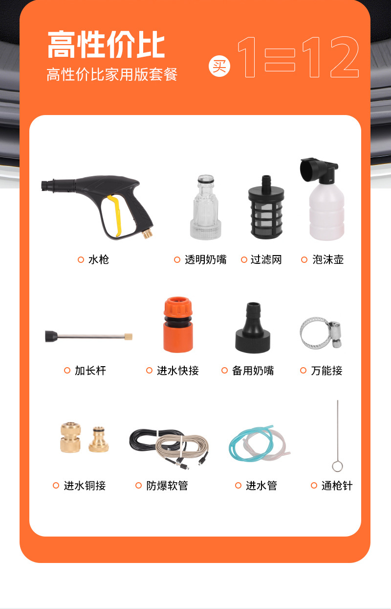 Customized Household High-Pressure Car Washer 220V Portable Fully Automatic Car Wash Water Gun Car Wash Tool