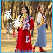 藏族服装藏袍女新款西藏服民族风拉萨旅拍网红清新少女写真藏袍子