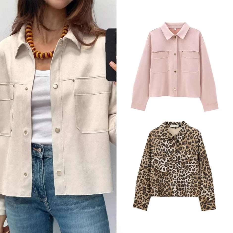 Трансграничная экспортная женская одежда 2025 года в европейском и американском стиле, новая модная однотонная замшевая куртка с эффектом текстуры Y41343