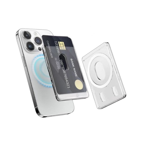 Frosted Magnetic Adsorption Card Holder Bus Bank Card Portable Transparent PC Sticker Card Wallet for Apple Phone Back Adhesive Protective Case New
