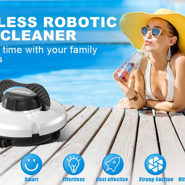 Cross-border intelligent robot swimming pool bottom water automatic wireless swimming pool vacuum cleaner fish pool sewage suction machine cleaning