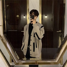 2023慵懒男士个性领开衫韩版毛衣宽松针织衫12潮流V风休闲新款