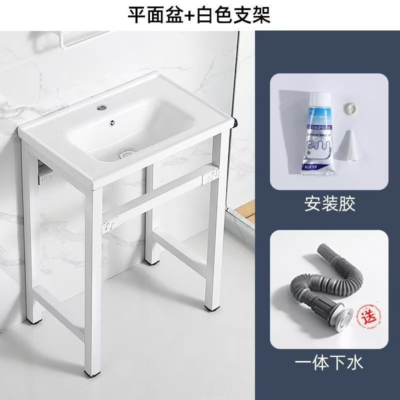 バルコニーセラミック洗面柱洗面台床置き型厚いスチールフレーム一体型洗面台屋外洗面台トイレ洗面台|undefined
