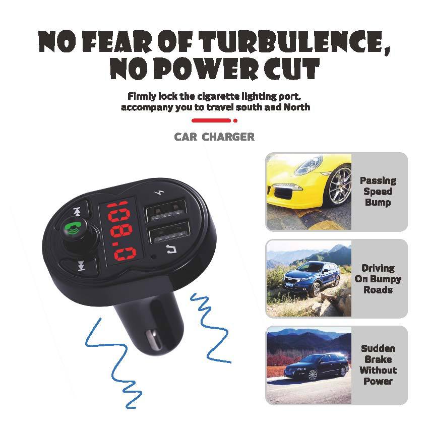 Southeast Asia Cross-Border Independent Station Manufacturer Supply Wireless Car Bluetooth Adapter Hands-Free Call U Disk/Tf Card Broadcast