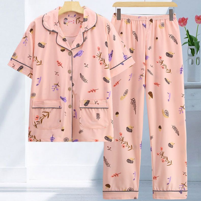 Pijamas de algodón para mujer de talla grande pantalones de manga corta de verano estilo coreano Delgado ropa de confinamiento suelta traje de dos piezas