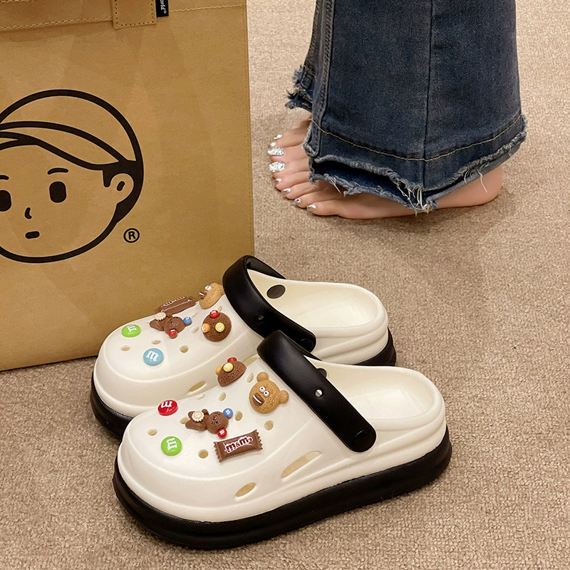 Носить пещерные туфли женские летние милые шоколадные медведи толстые подошвы нескользящие