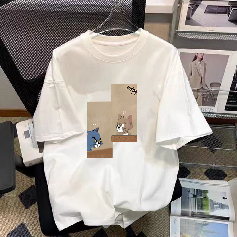 White Short Sleeve-Cat and Mouse