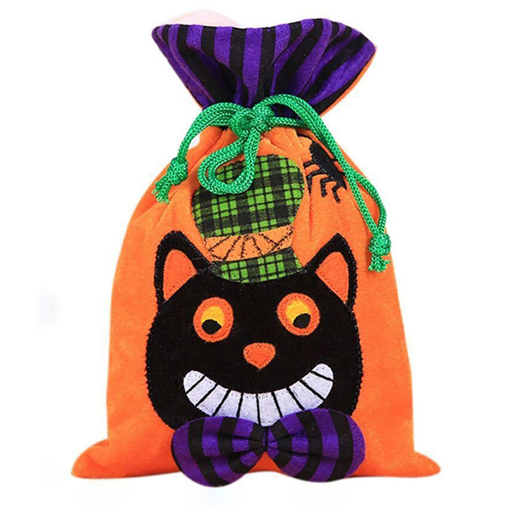 Decoración de Halloween bolsa de caramelo bolsa de regalo de terciopelo para niños Ghost Festival Portátil Bolsa de bruja de calabaza fiesta diseño de vacaciones