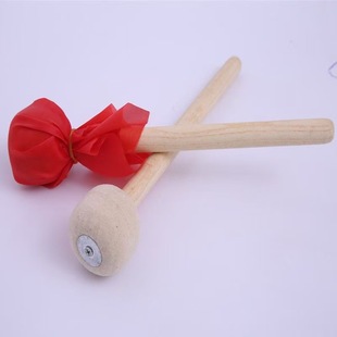 Red Large Drum Hammer Drum Professional Yangko Wool Felt Solid Wood Drumsticks Round Head Thick Band Large Ethnic Drum Dance Student