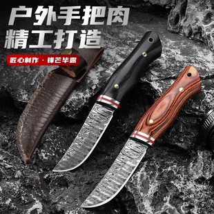 Foreign trade export hand grilled meat Damascus pattern hand knife stainless steel multi-function knife barbecue meat knife