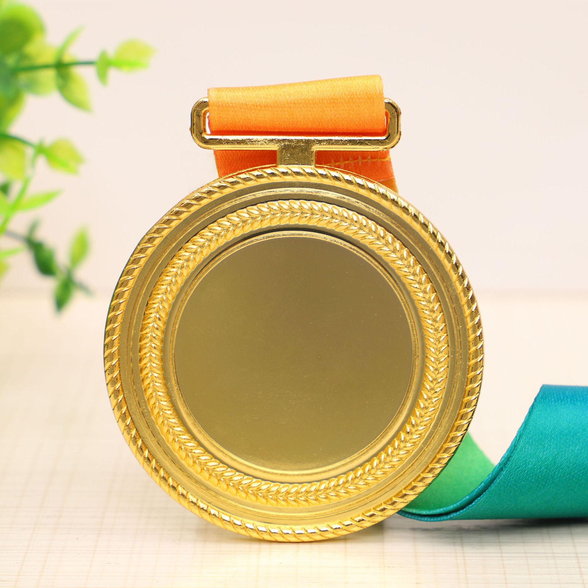 En stock medalla de metal grueso maratón corriendo polea competición deportiva espiga de trigo trofeo medalla logotipo imprimible