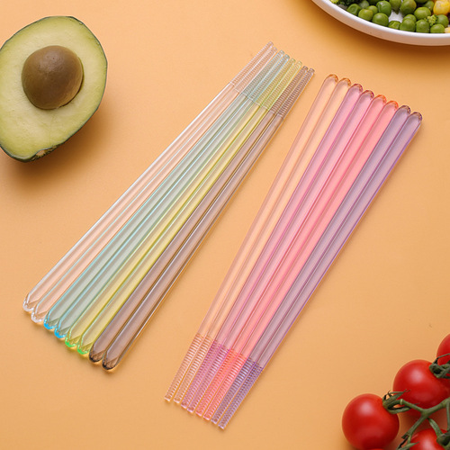 Clear crystal texture chopsticks with anti-slip pointed tips, dishwasher-safe, stylish couple chopsticks