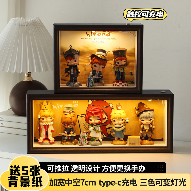Display Stand for Blind Box Figures, Suitable for Pop Mart and Star People Series, with Lighted Hollow Frame for Scene Creation Display Stand for Blind Box Figures, Suitable for Pop Mart and Star People Series, with Lighted Hollow Frame for Scene Creation