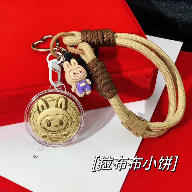 黄金拉布布labubu金箔手机链挂绳999足金20mg含金挂件钥匙扣礼物|undefined