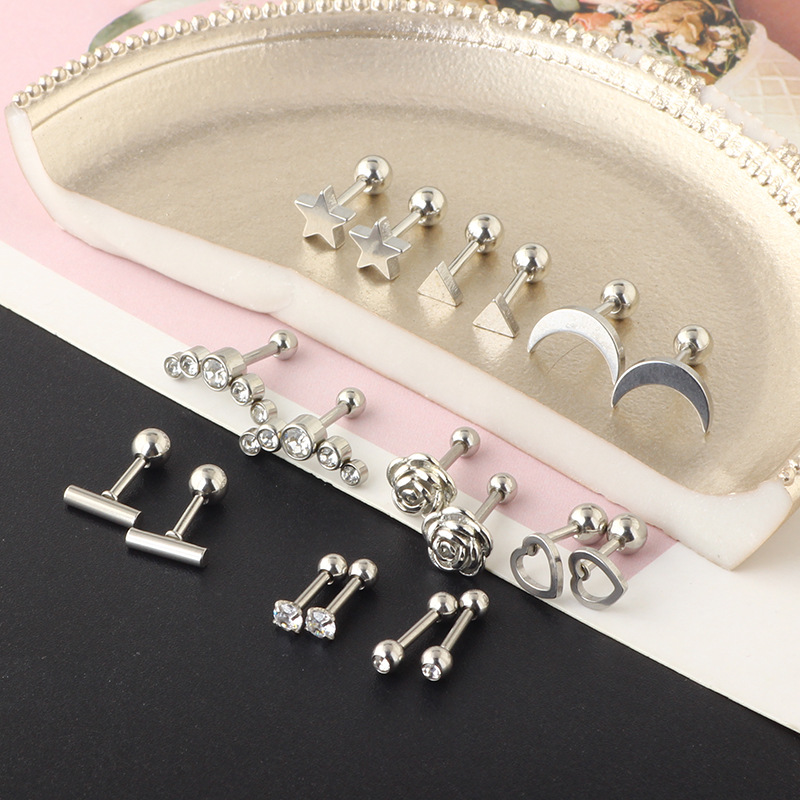 Pointed titanium steel lip stud product view