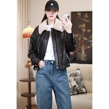 2025新款小个子白鹅绒加厚真皮女显瘦翡翠绵羊皮毛领皮衣外套女款