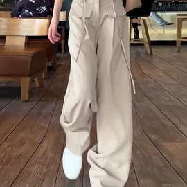 3350阔腿裤小个子穿搭洋气设计感小众宽松直筒休闲显瘦裤子女春夏