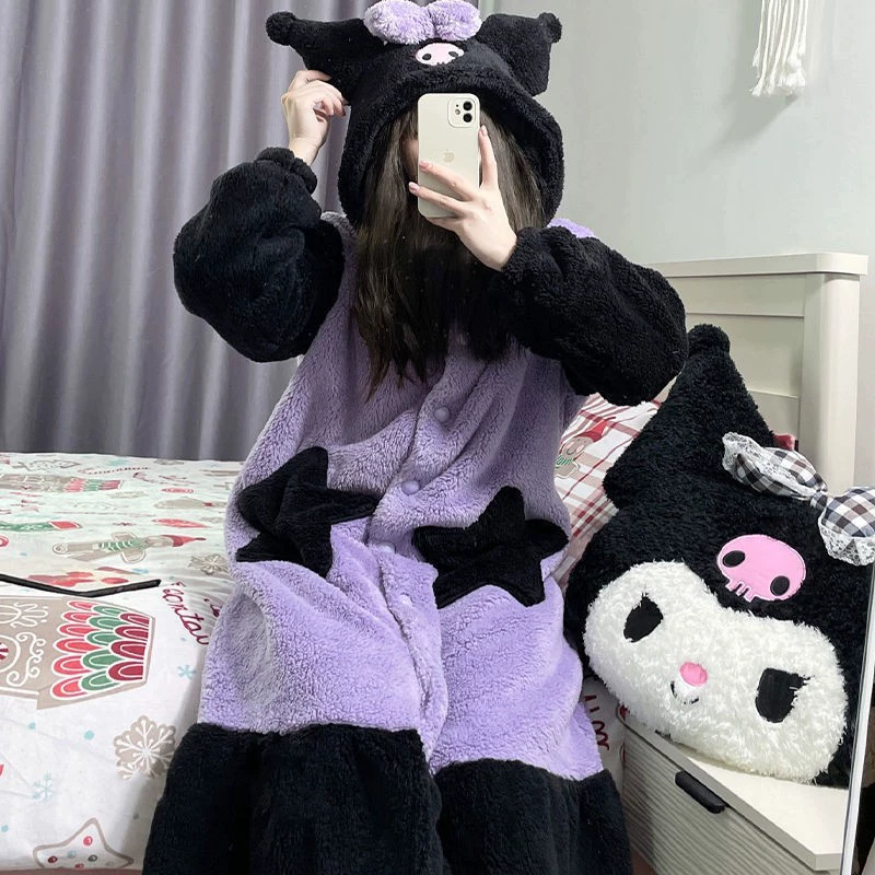 Коралловый бархат тёплый халат для ванны, мультяшный пижама с капюшоном для любимого(ой)