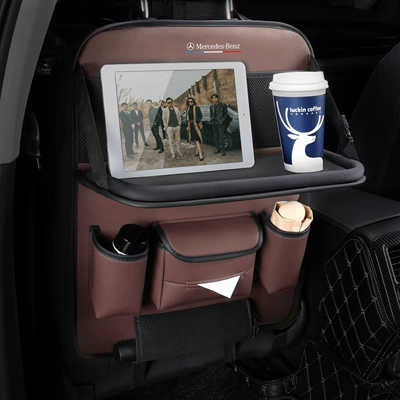 Car Seat Back Storage | Car table board - upgraded-with-table-board-mocha-brown-mercedes-benz