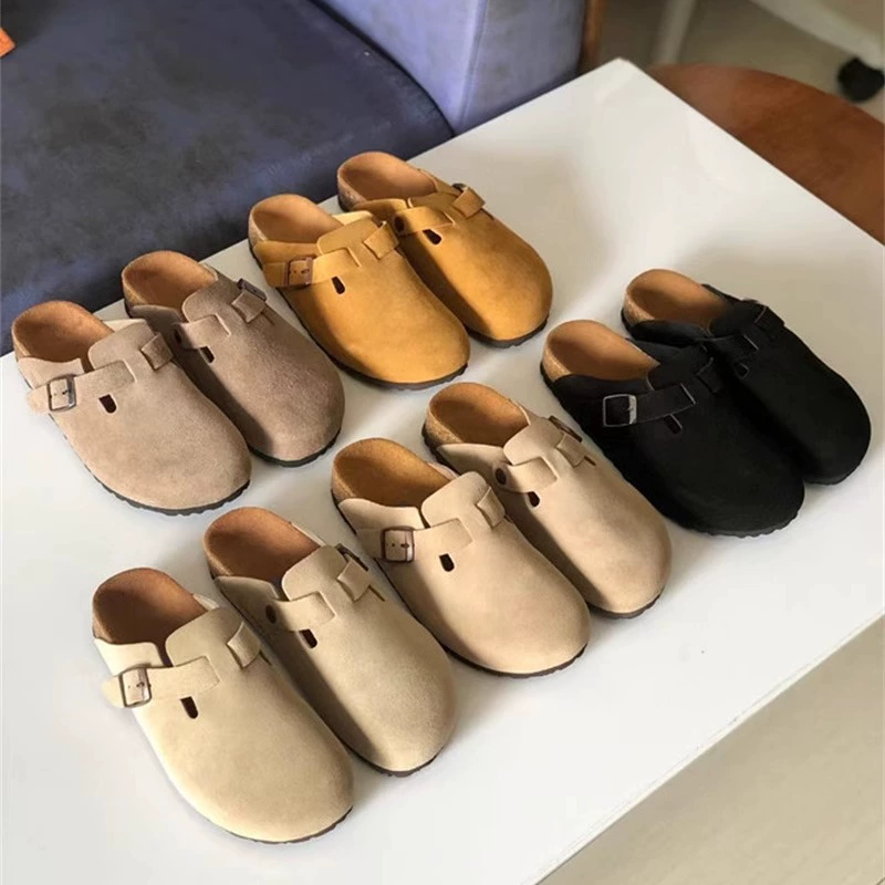 2025 новая обувь Birken обувь тапочки женские кожаные булочки тапочки женские Baken толстые подошвы полукатные тапочки женские летние носки