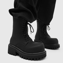 2025新款秋冬季内增高10cm男鞋厚底系带英伦风高帮男靴73215-J