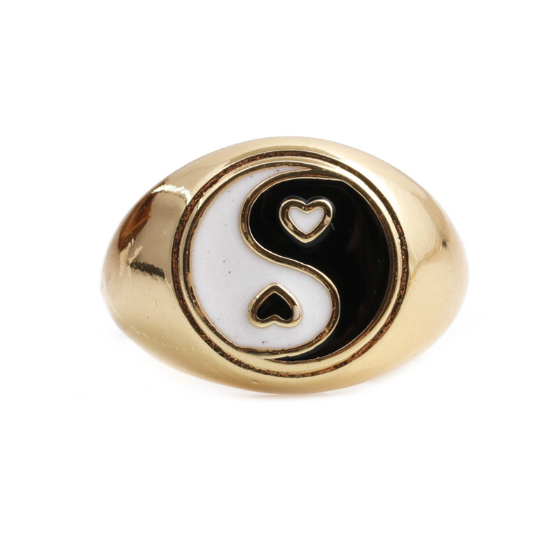 Fashion Copper Open Gossip Drop Oil Oval Adjustable Ring display picture 5