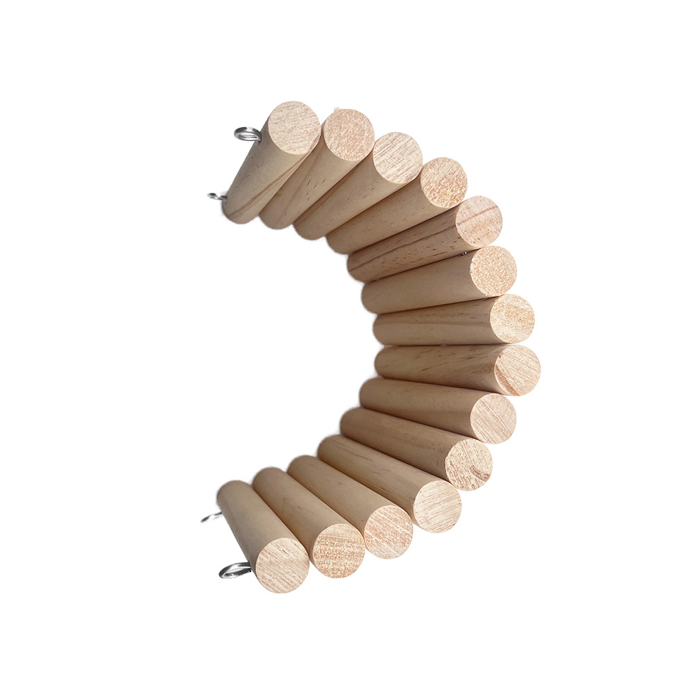 La escalera de madera maciza de pino de hámster puede colgar la escalera de madera, el puente colgante de loro, la cerca de la mascota pequeña, la cerca, los juguetes de paisaje de madera maciza