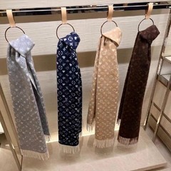 对柜对版~双面羊绒爱心5色围巾女秋冬季保暖小LOGO流苏大披肩围脖