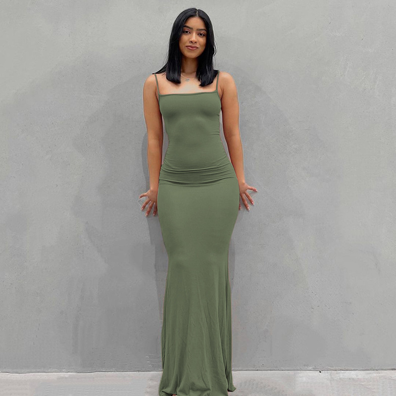 Women's Strap Dress Simple Style Strap Sleeveless Solid Color Maxi Long Dress Daily display picture 16
