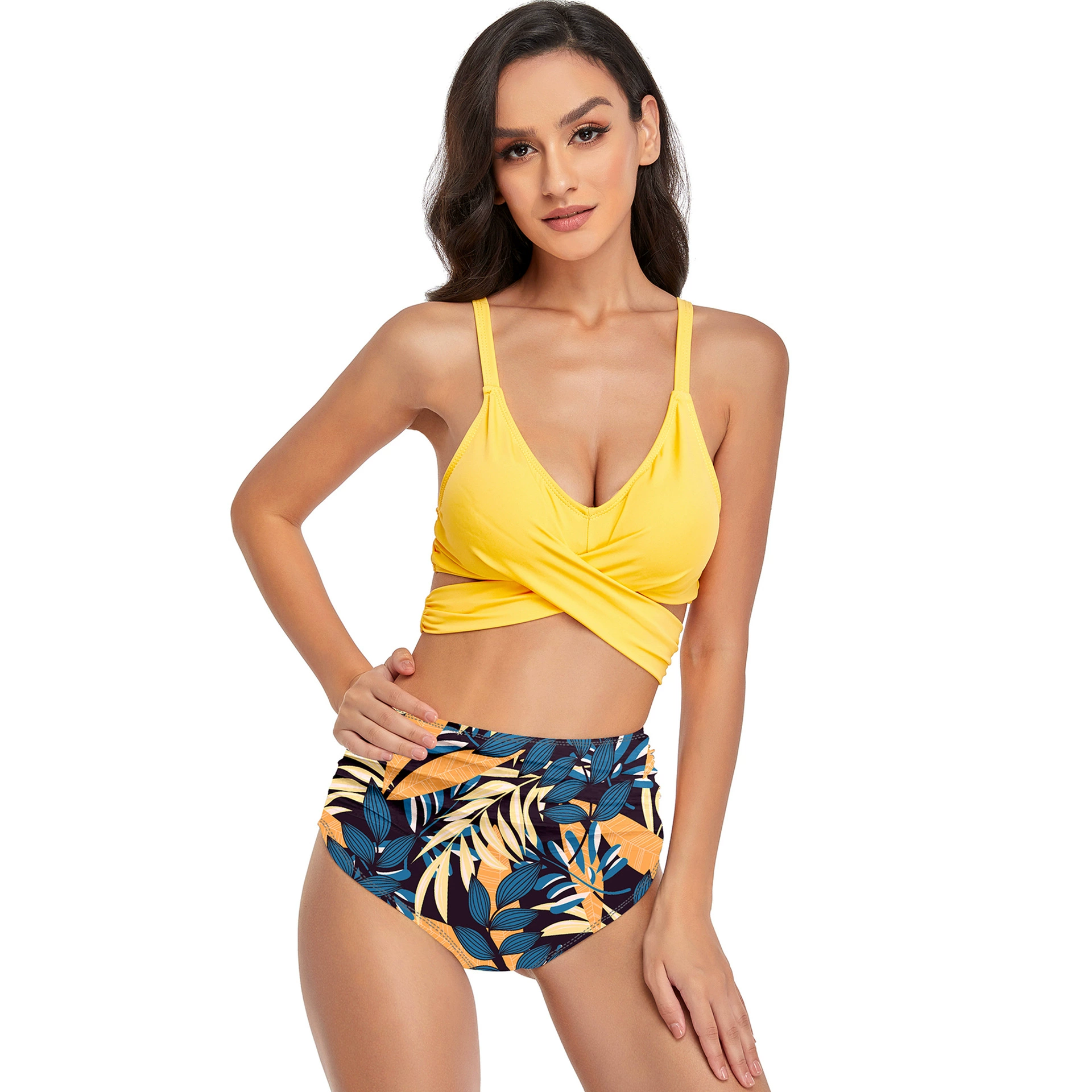 shein bikini sets Women Two Piece Swimsuits Criss Cross Back Bikini Sets Flower Printed High Waisted Bathing Suits Push up Padded Swimwear swimwear