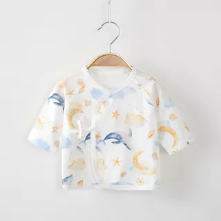 婴儿纯棉半背衣新生儿衣服夏季薄款无骨初生0-3个月宝宝和尚服