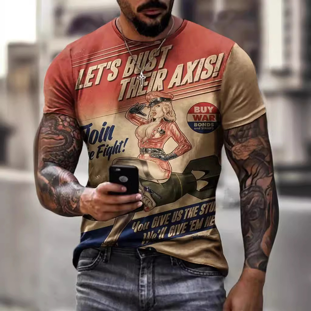 retro T-shirt with a round collar