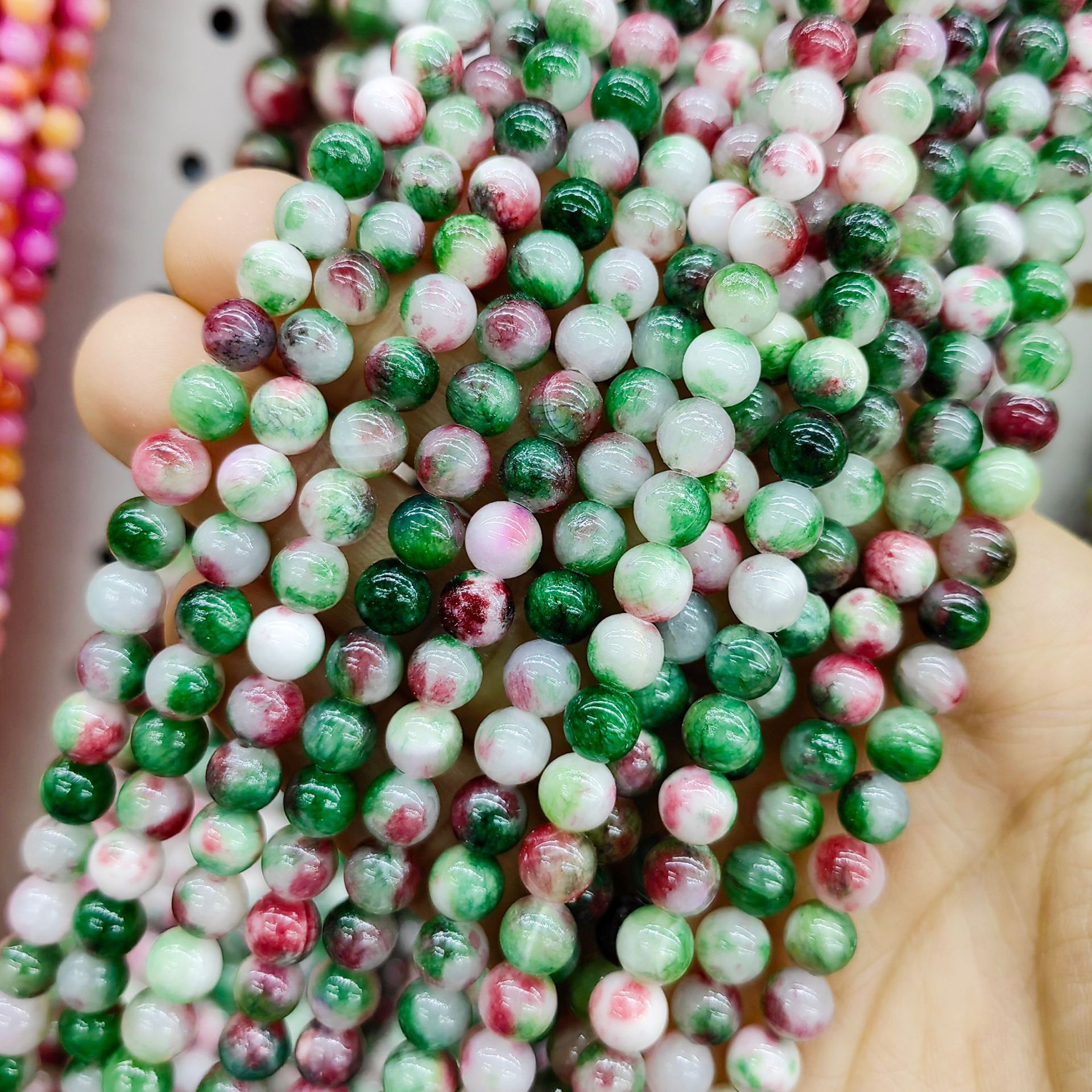 Jade persa natural optimizado multicolor color Calcedonia cuentas redondas cuentas sueltas semiacabados accesorios de joyería de DIY al por mayor image 8