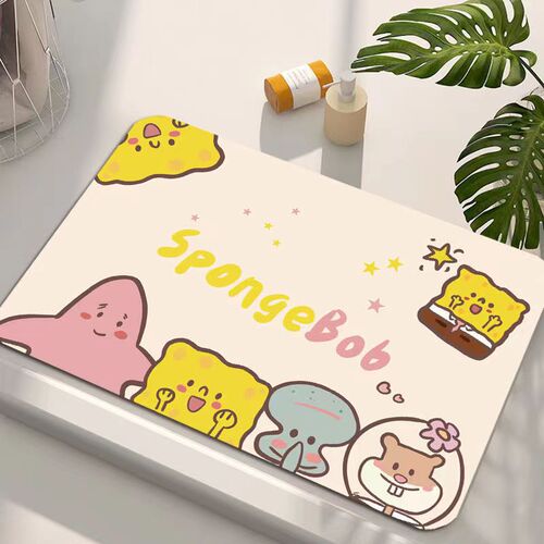 Bathroom diatom mud absorbent floor mat Spongebob toilet bathroom non-slip mat bathroom shower quick-drying foot mat