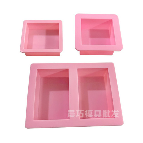 Silicone cake mold, handmade soap grinder, square mold, 6*6*3CM, 2-hole rectangular mold, two consecutive rectangles