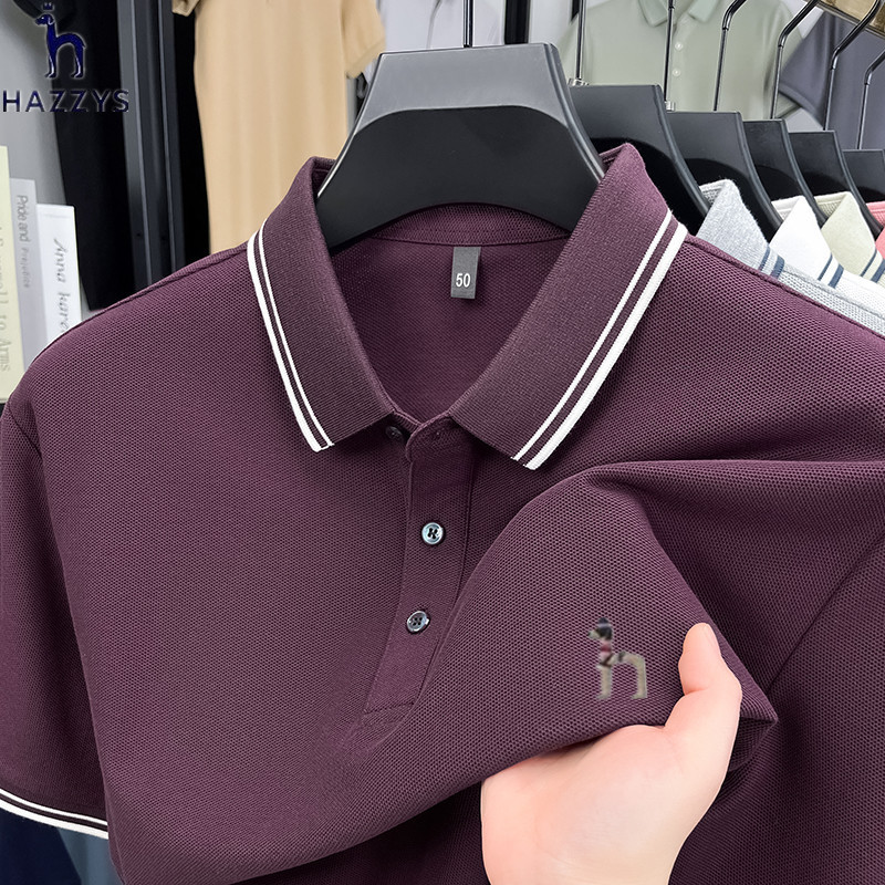 Hazzysハギスpoloシャツメンズ夏新作カジュアルスリムtシャツシンプルおしゃれメンズ上着|undefined