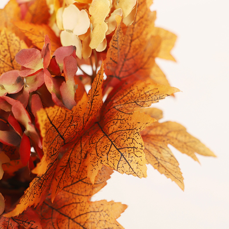 感謝祭の紅葉の小さな花輪キャンドルホルダー、家の休日の装飾、造花、カボチャの装飾、休日の用品|undefined