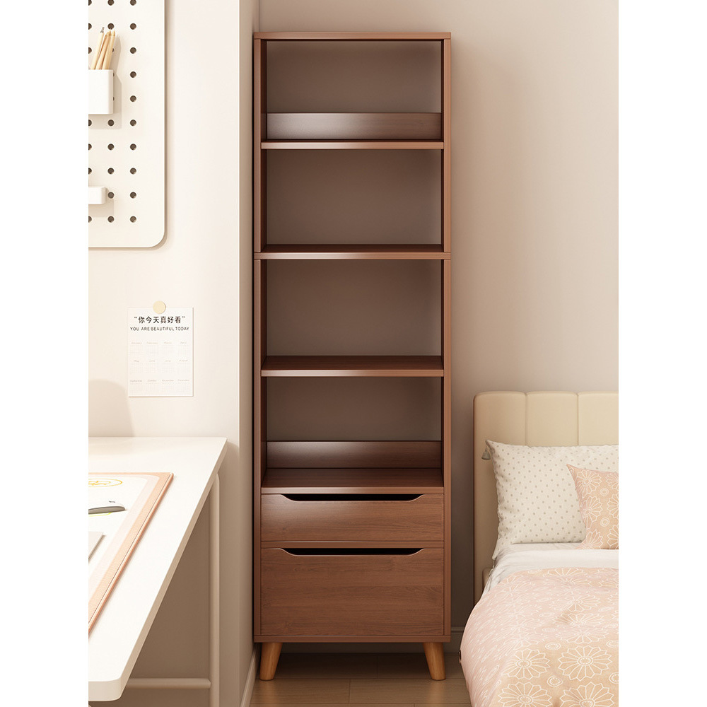 Bookshelf integrated wall storage cabinet with door bookcase floor-standing household dust-proof storage rack living room simple cabinet