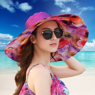 Women's Trendy Hat Summer Big Beach Hat Sun Protection UV Protection Foldable Big Brim Hat Seaside Sun Hat