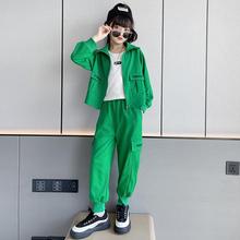 女童套裝春秋2022新款韓版中大童兒童秋季網紅工裝開衫潮流兩件套