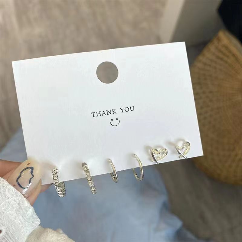 女性用コンパクトミニインズピアス S925 シルバー針 1週間ピアス 7点セット 爽やかで甘い組み合わせ|undefined