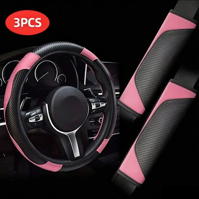 Steering wheel cover — Elastic car steering wheel cover without - pink-three-piece-set-38cm